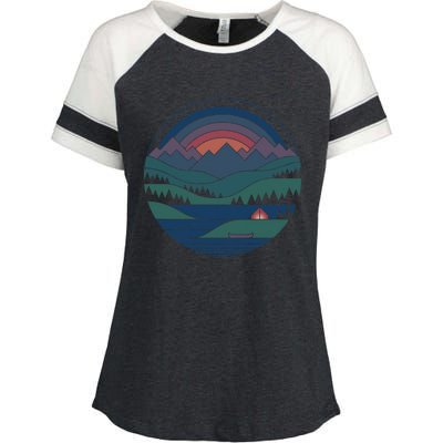 The Lake At Twilight Enza Ladies Jersey Colorblock Tee