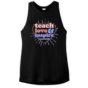 Teach Love And Inspire #Teacher Life Ladies PosiCharge Tri-Blend Wicking Tank