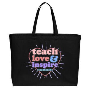 Teach Love And Inspire #Teacher Life Cotton Canvas Jumbo Tote