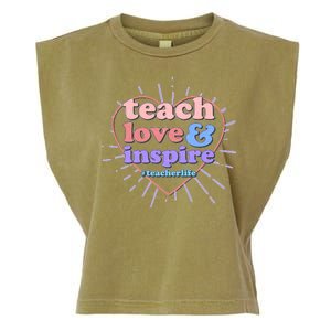 Teach Love And Inspire #Teacher Life Garment-Dyed Women's Muscle Tee