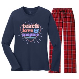 Teach Love And Inspire #Teacher Life Women's Long Sleeve Flannel Pajama Set 