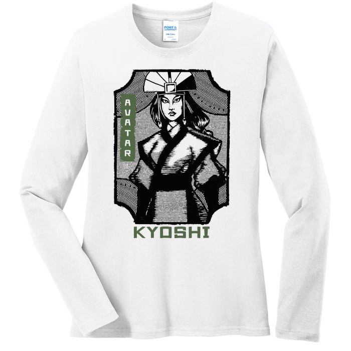 The Last Airbender Kyoshi Wood Block Portrait Ladies Long Sleeve Shirt