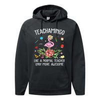 Teachamingo Like a Normal Teacher Flamingo Performance Fleece Hoodie