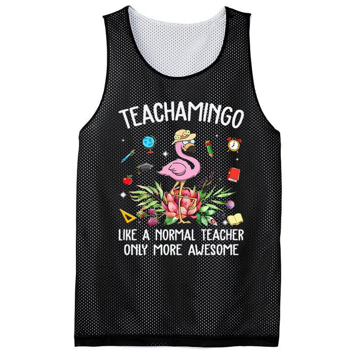 Teachamingo Like a Normal Teacher Flamingo Mesh Reversible Basketball Jersey Tank