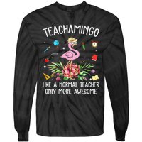 Teachamingo Like a Normal Teacher Flamingo Tie-Dye Long Sleeve Shirt