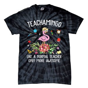 Teachamingo Like a Normal Teacher Flamingo Tie-Dye T-Shirt