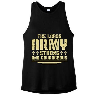 The Lords Army Strong And Courageous Jesus Christ Ladies PosiCharge Tri-Blend Wicking Tank