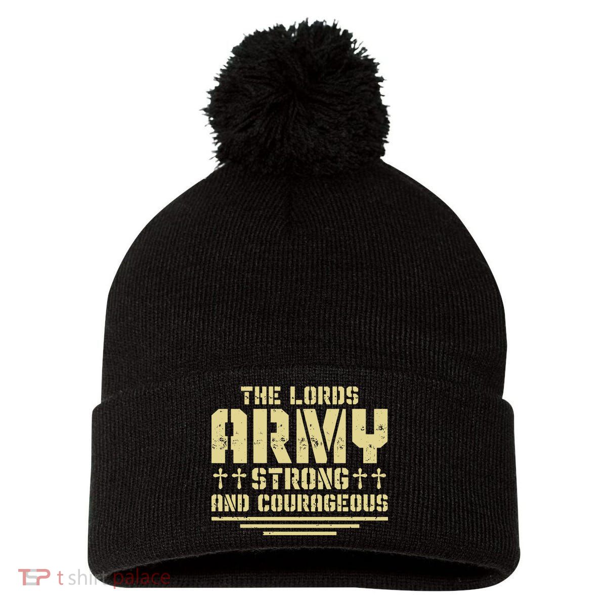 The Lords Army Strong And Courageous Jesus Christ Pom Pom 12in Knit Beanie