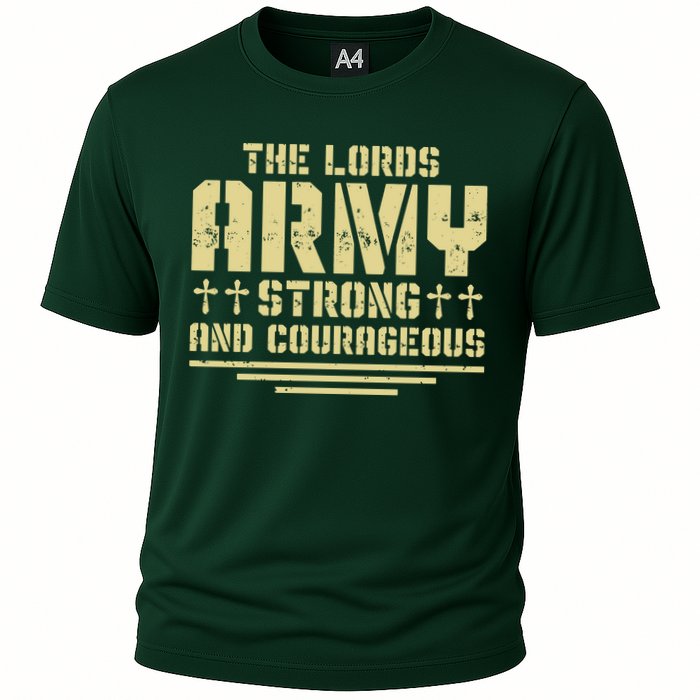 The Lords Army Strong And Courageous Jesus Christ Cooling Performance Crew T-Shirt