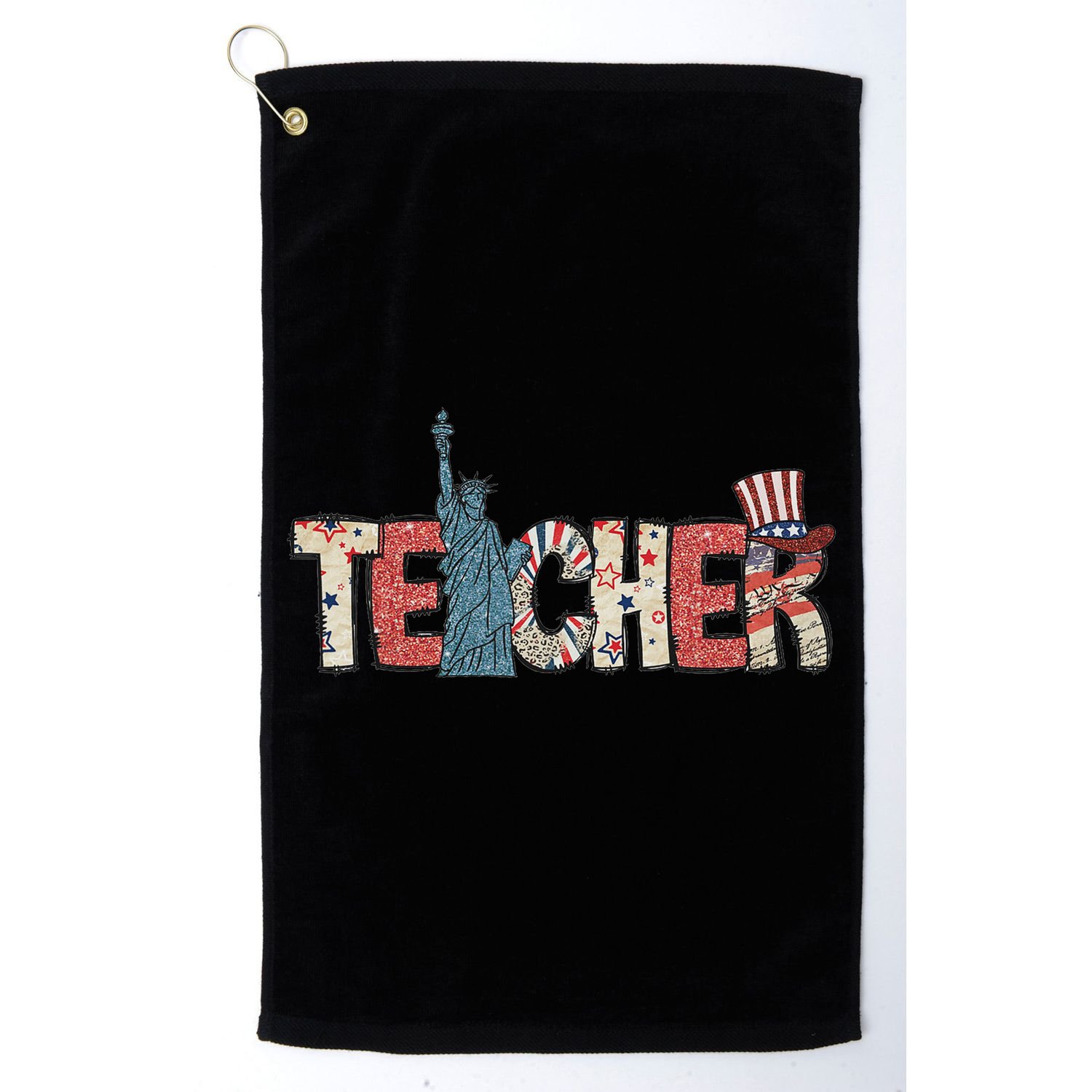 Teacher Life American Flag 4th Of July Usa Teacher Patriotic Golf Towel