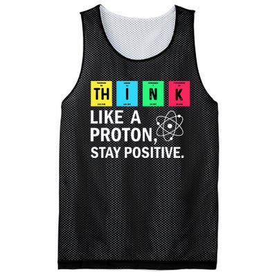 Think Like A Proton Stay Positive Funny Science Mesh Reversible Basketball Jersey Tank