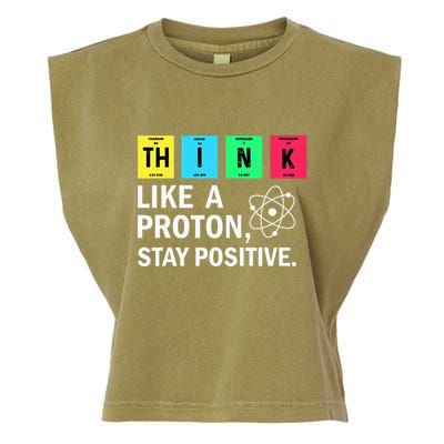 Think Like A Proton Stay Positive Funny Science Garment-Dyed Women's Muscle Tee
