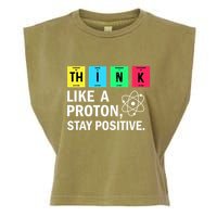 Think Like A Proton Stay Positive Funny Science Garment-Dyed Women's Muscle Tee