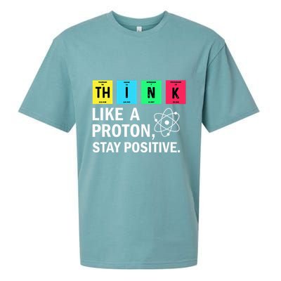Think Like A Proton Stay Positive Funny Science Sueded Cloud Jersey T-Shirt