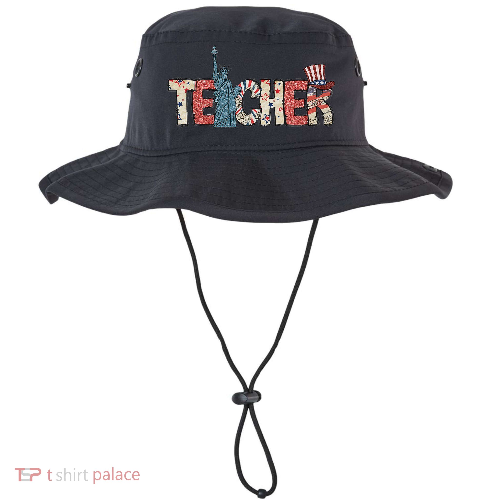Teacher Life American Flag 4th Of July Usa Teacher Patriotic Bucket Hat