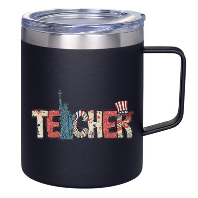 Teacher Life American Flag 4th Of July Usa Teacher Patriotic 12oz Stainless Steel Coffee Mug