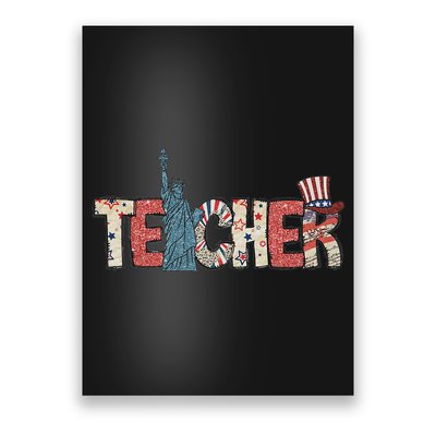 Teacher Life American Flag 4th Of July Usa Teacher Patriotic Poster
