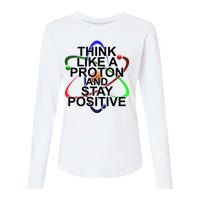 Think Like A Proton And Stay Positive Science Womens Cotton Relaxed Long Sleeve T-Shirt