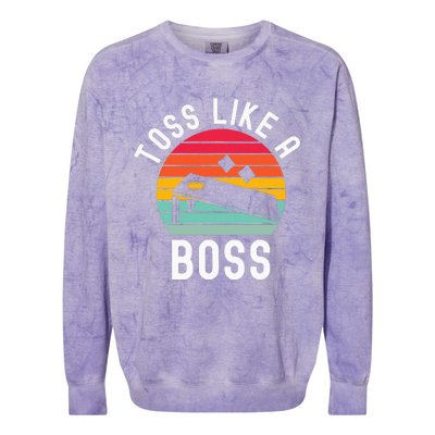 Toss Like A Boss Bean Bag Player Funny Cornhole Colorblast Crewneck Sweatshirt