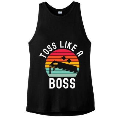 Toss Like A Boss Bean Bag Player Funny Cornhole Ladies PosiCharge Tri-Blend Wicking Tank