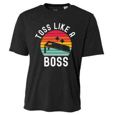 Toss Like A Boss Bean Bag Player Funny Cornhole Cooling Performance Crew T-Shirt