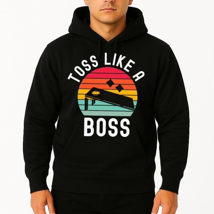 Toss Like A Boss Bean Bag Player Funny Cornhole Hoodie