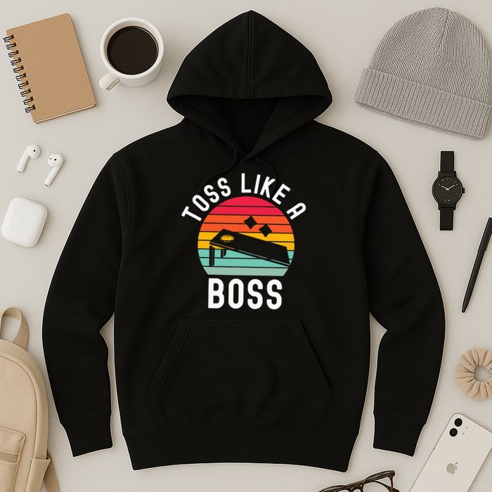 Toss Like A Boss Bean Bag Player Funny Cornhole Hoodie