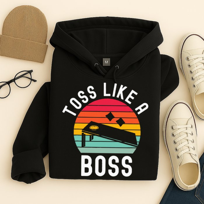 Toss Like A Boss Bean Bag Player Funny Cornhole Hoodie