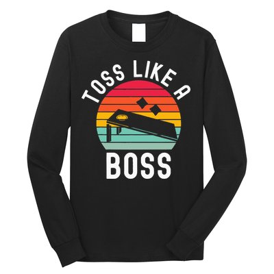 Toss Like A Boss Bean Bag Player Funny Cornhole Long Sleeve Shirt