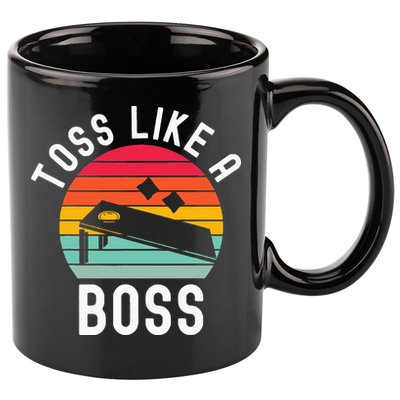 Toss Like A Boss Bean Bag Player Funny Cornhole 11oz C Handle Ceramic Mug