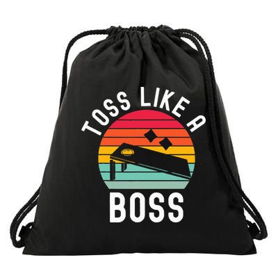 Toss Like A Boss Bean Bag Player Funny Cornhole Drawstring Bag