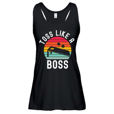 Toss Like A Boss Bean Bag Player Funny Cornhole Ladies Essential Flowy Tank