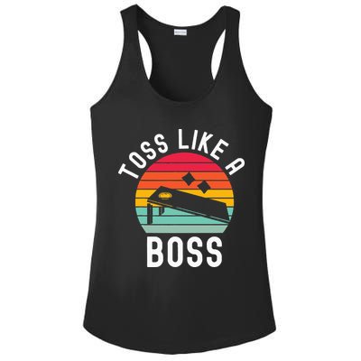 Toss Like A Boss Bean Bag Player Funny Cornhole Ladies PosiCharge Competitor Racerback Tank