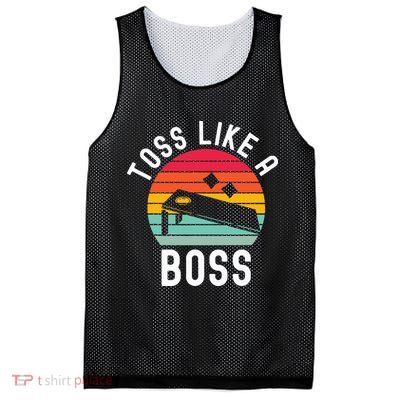 Toss Like A Boss Bean Bag Player Funny Cornhole Mesh Reversible Basketball Jersey Tank