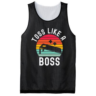 Toss Like A Boss Bean Bag Player Funny Cornhole Mesh Reversible Basketball Jersey Tank