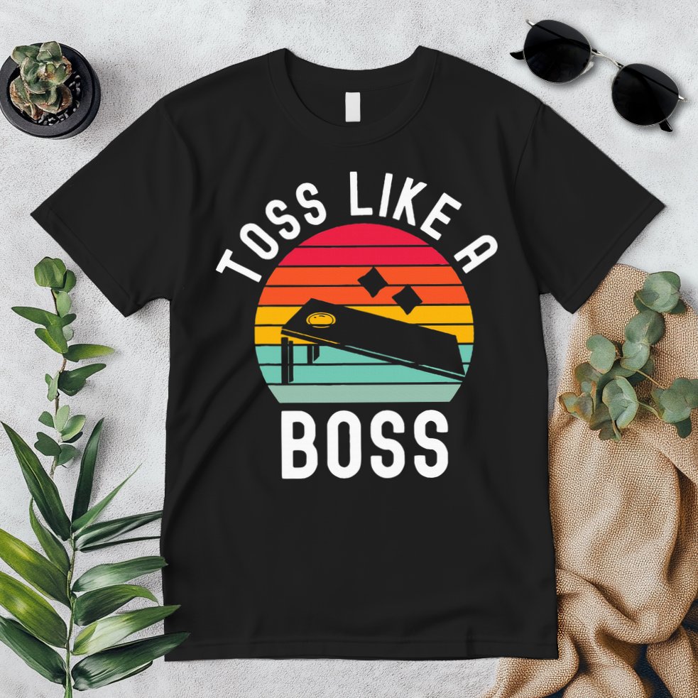 Toss Like A Boss Bean Bag Player Funny Cornhole Premium T-Shirt