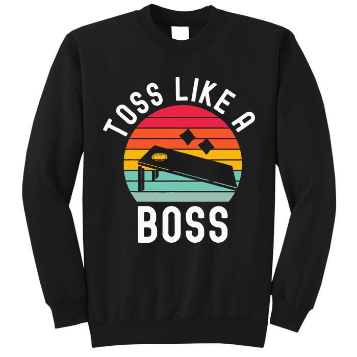 Toss Like A Boss Bean Bag Player Funny Cornhole Tall Sweatshirt