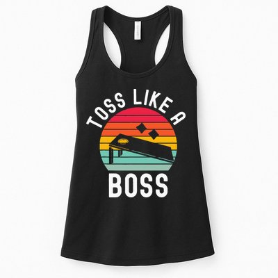 Toss Like A Boss Bean Bag Player Funny Cornhole Womens Tank Top