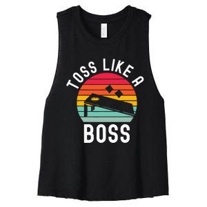 Toss Like A Boss Bean Bag Player Funny Cornhole Women's Racerback Cropped Tank