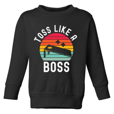 Toss Like A Boss Bean Bag Player Funny Cornhole Toddler Sweatshirt