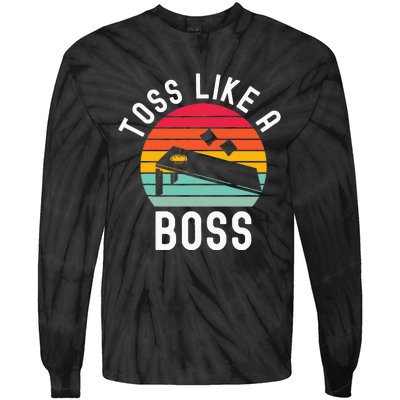 Toss Like A Boss Bean Bag Player Funny Cornhole Tie-Dye Long Sleeve Shirt