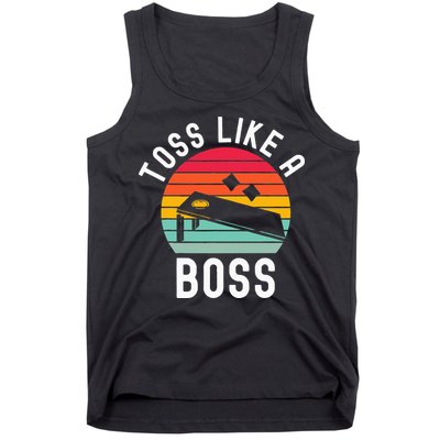 Toss Like A Boss Bean Bag Player Funny Cornhole Tank Top