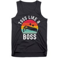 Toss Like A Boss Bean Bag Player Funny Cornhole Tank Top