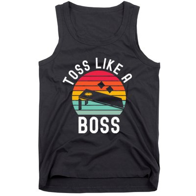 Toss Like A Boss Bean Bag Player Funny Cornhole Tank Top