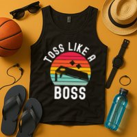 Toss Like A Boss Bean Bag Player Funny Cornhole Tank Top