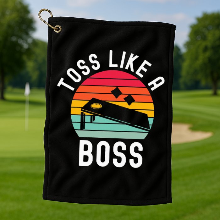 Toss Like A Boss Bean Bag Player Funny Cornhole Golf Towel