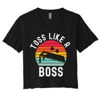 Toss Like A Boss Bean Bag Player Funny Cornhole Crop Top
