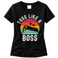 Toss Like A Boss Bean Bag Player Funny Cornhole Womens T-Shirt