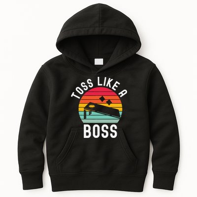 Toss Like A Boss Bean Bag Player Funny Cornhole Kids Hoodie