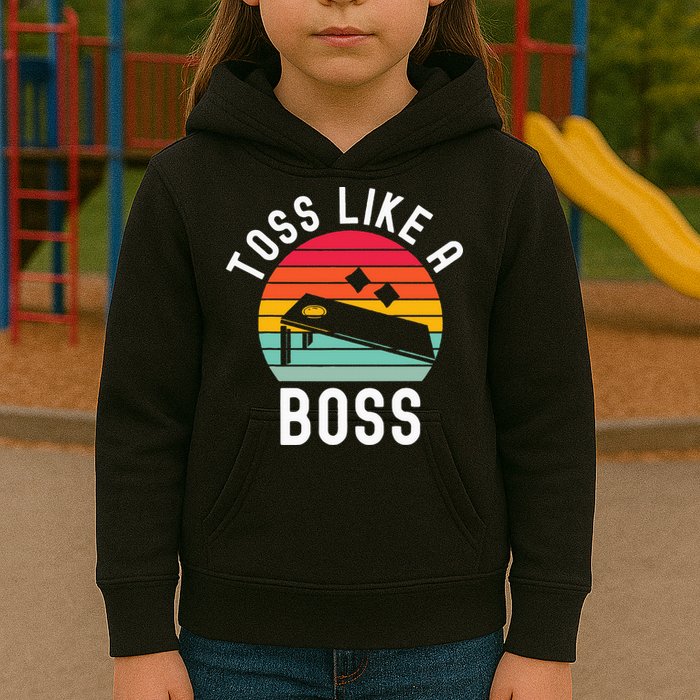 Toss Like A Boss Bean Bag Player Funny Cornhole Kids Hoodie